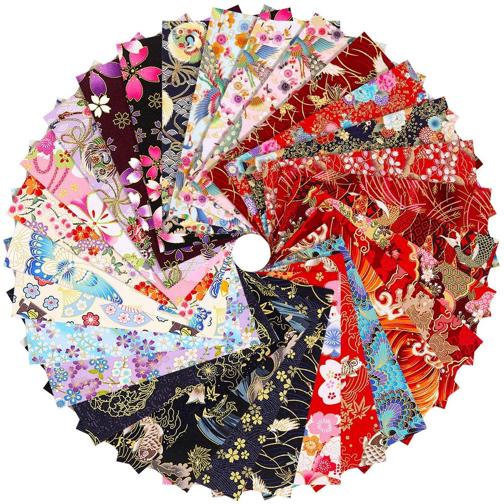 30 Pieces Japanese Style Fabric Squares Fat Quarters Cotton Wrapping Cloth Qu…