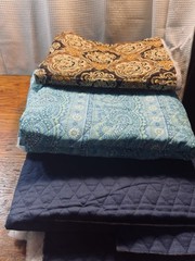 3 Lot Quilted Fabric Paisley 42”x39” Blue 1 Yd 40”+ 1 Yd 27” Brown 39”x 17.5”