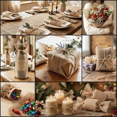 Natural Burlap Fabric, 62 Inch X 5 FT, NO-FRAY Burlap Roll-Long Fabric with F…