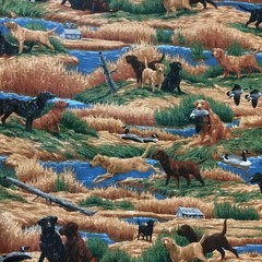 Cranston Print Works Fabric 2 Yards x 45″ By Joan Messmore – Hunting Dogs Ducks