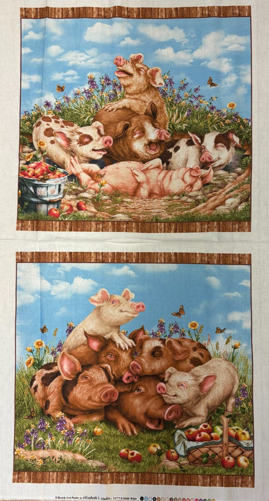 THINK HAPPY – PIG 2 BLOCK PANEL #36000-WHITE BY ELIZABETH’S STUDIO, 25″ W x 44″H
