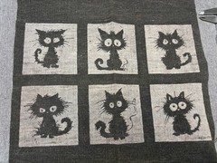 Vintage Kakishibu Persimmon Dyed Handwoven Black Cat Rustic Cloth 13×13 in