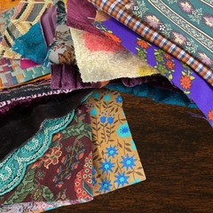 Boho Revival Fragment Pack, 30 Vintage & Reclaimed Fabric Pieces, Textile Art