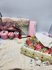 Vintage handstitched PINK Slow Stitch Junk Journal Kit Craft Sewing Buttons
