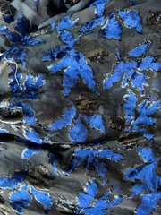 Blue & Black floral Velvet Burnout on chiffon Fabric By the Yard 48″ W
