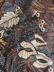 Vintage 1979 House ‘n Home – Boho / Tiki screenprint fabric – 49″ x 52″