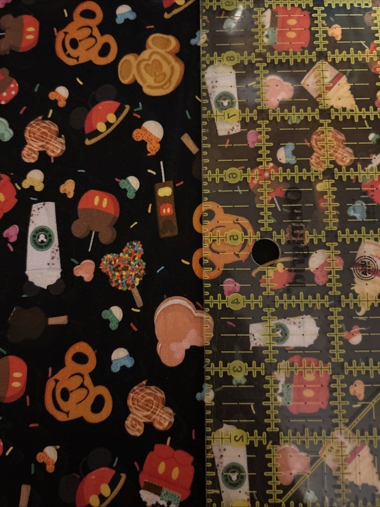Magical Snacks On Black #33 Inspired Tumbler Cut Fabric Cotton Woven 9×13”