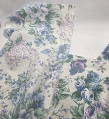 VTG Concord Fabrics Joan Kessler Fabric Pastel Blue Pink Flowers ~42″ X ~46″