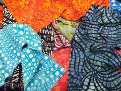 Lunn Fabric Scraps 1 Pound ~4 Yards Artisan Batik Hand Paints Grab Bag Scrap