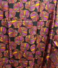 BEAUTIFUL SILK CHIFFON FABRIC COLORFUL VIBRANT LEAVES PRINT (3 YARDS) 108″ X 44″