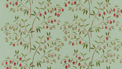 SANDERSON CURTAIN FABRIC Chinese Lanterns 4.6 METRES MINT/APRICOT EMBROIDERED
