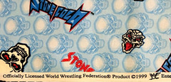 3 PCS VTG 1999 Officially Licensed WWF Stone Cold Blue Cotton FABRIC 3 1/2 Yds+