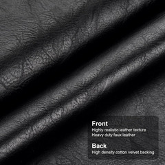 Faux Leather Fabric, Soft Synthetic PU Fabric Cut by the yard, Black