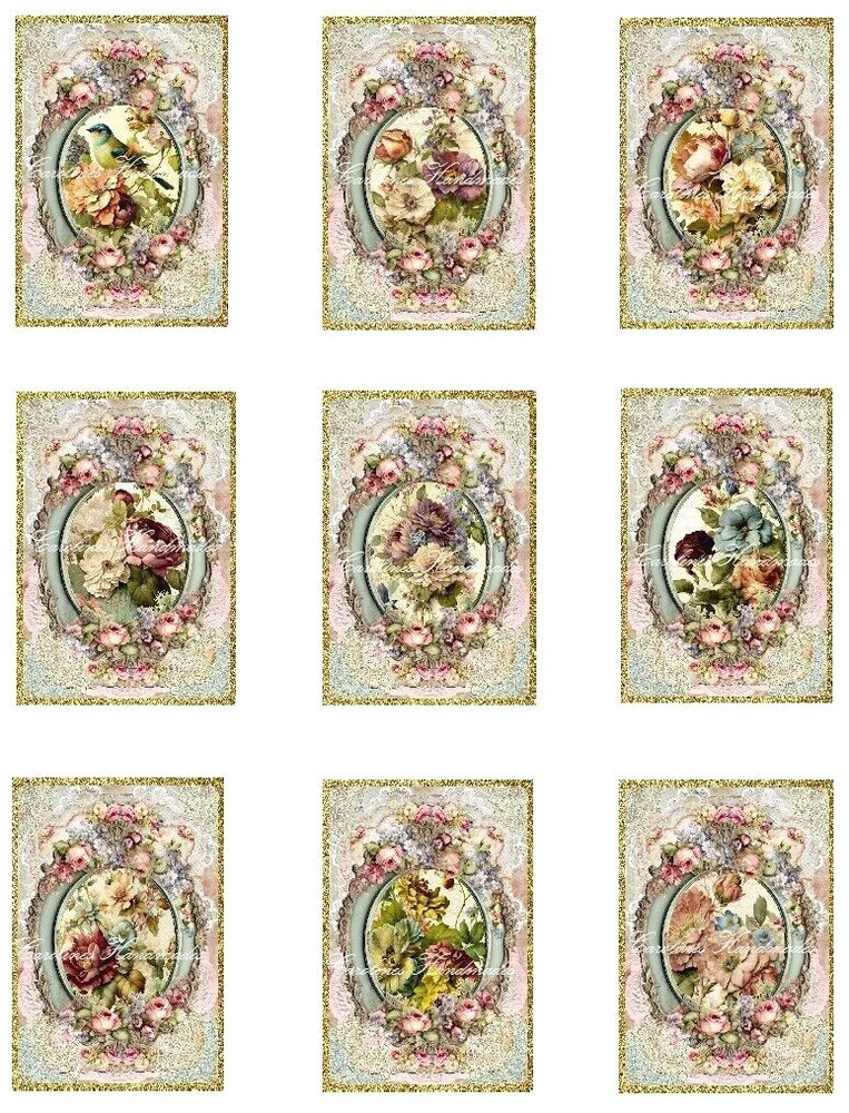 Victorian Floral A MULTI-SIZE SET Cotton Fabric Quilt Blocks Reproduction