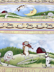 Cat and the Fiddle Nursery Rhyme Stripe Cotton Fabric MMFab BTHY #58