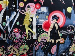 “JAZZ AGE” BY ALEXANDER HENRY FABRIC COLLECTION-1 YARD-CABERET SCENES-1 YD X 41″