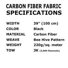 39 in x 5 FT – Bee Hive – FABRIC-2×2 Twill WEAVE-3K – 220g-Black