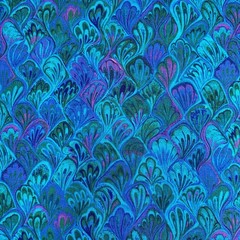 VIP Cranston Turquoise Blue Marble Peacock Cotton Fabric Quilter Print 2.75 yd