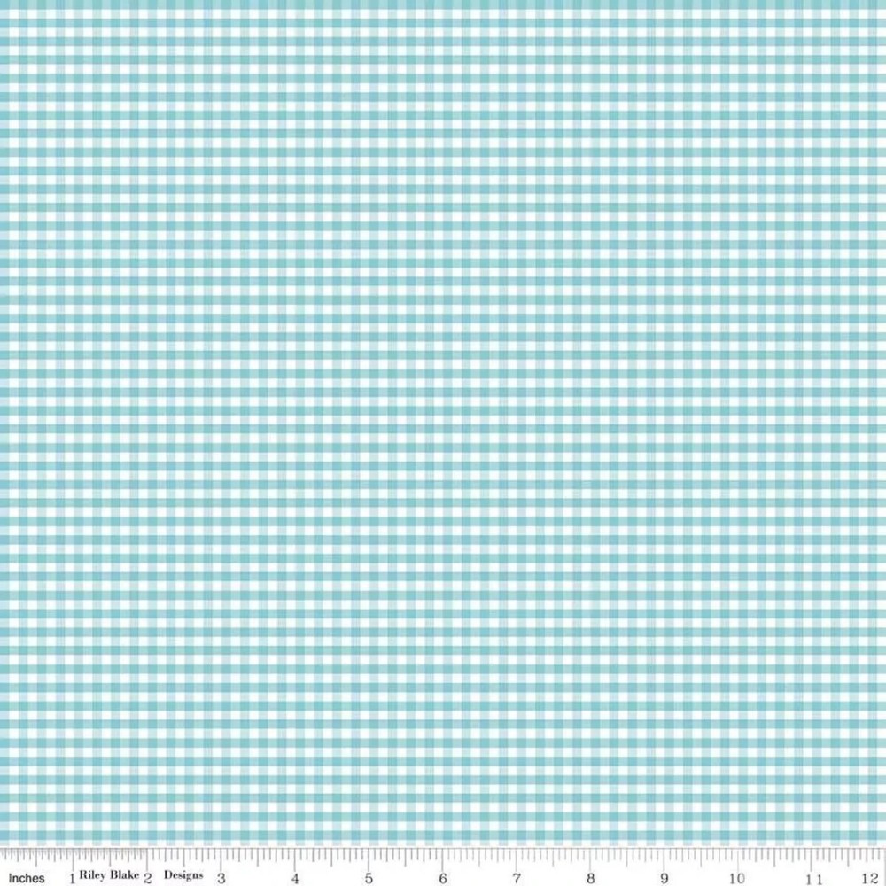 Fat Quarter Riley Blake Small Gingham 1/8″ Check Aqua Quilting Cotton