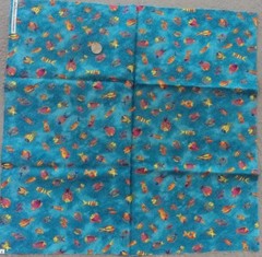 22″ x 44″ Clothworks fabric laurel burch Ocean Songs small tropical fish aqua