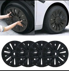 4pc 19-inch matte black wheel covers designed for the Tesla Model Y