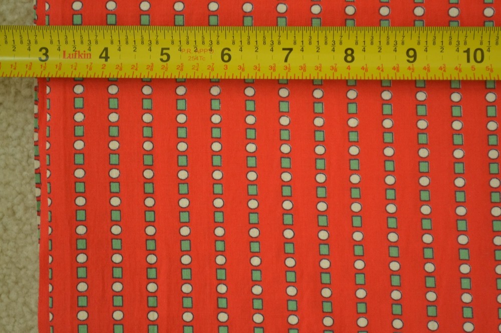 By 1/2 Yd, 35″ Wide, Vintage 1940’s-60’s,White & Green on Red Quilt Cotton,M6669