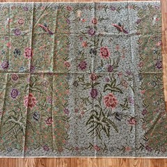 Vintage ADRM Dua Sekawan Floral Batik Sarong Green Purple Red Flowers 43”x 72”