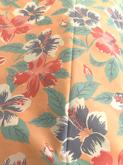 Vintage Fisher & Gentile Ltd. Hawaiian Hibiscus Pastel Peach Cotton Floral BTY