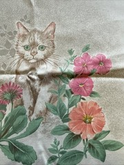 Vtg House ‘N Home Fabrics & Draperies Inc. 1982 Cute Kitten Panel Square 12×14″