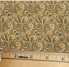 Birds of a Feather Paisley Print 20″x40″ Cotton Fabric Kaye England Tan/Brown
