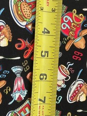 Retro 50’s Roadside DINER Cafe Route 66 Signs Food Black COTTON FABRIC 34″ x 43″