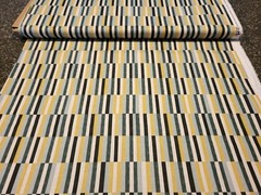 Geometrix BTY P&B Textiles Beige Gray Teal Citrine Striped Blocks