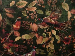 Curtain Upholstery Velvet Fabric “Pheasant Forest” Soft Furnishing Cushion Use
