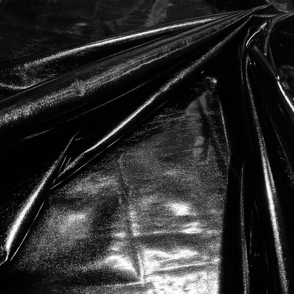 Printed Black Hologram Metallic Foil 4-way Stretch Spandex by Yard for Swimwear