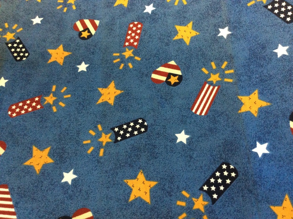 FOURTH OF JULY HEARTS, STARS & FIREWORKS BY DREAMSPINNERS- COTTON- 1 3/8 YARDS