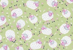 Kids are Alright Silly Sheep Green Cotton Fabric