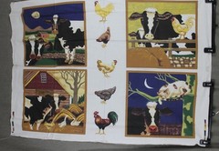 Farm Animal Barnyard Cow Chicken Cat Fabric Panel Quilting Crafts 47″ x 34″