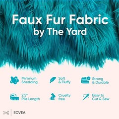 EOVEA Shaggy Faux Fur Fabric by The Yard – 36″ X 60″ Inch – Long Pile Fur – Fake