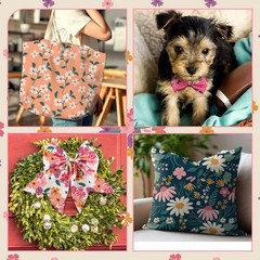 Hahafelt 10 Pcs Vintage Floral Quilting Fabric by The Yard 20 x 20 Inch Retro Me