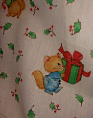 VTG Spring Mills Hallmark Christmas Critters Baby Animals Allover Toss BTFQ
