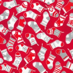 KAUFMAN – Holiday Charms – Metallic – Stocking – Scarlet 1/4yd