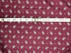 Vtg Fabric Polyester or Nylon – 66″ x 148″ – Burgandy Red Paisley 1970s