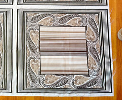 Vintage Large Scale Scarf Panel FABRIC – Brown/white -2 panels (approx 49 in ea)