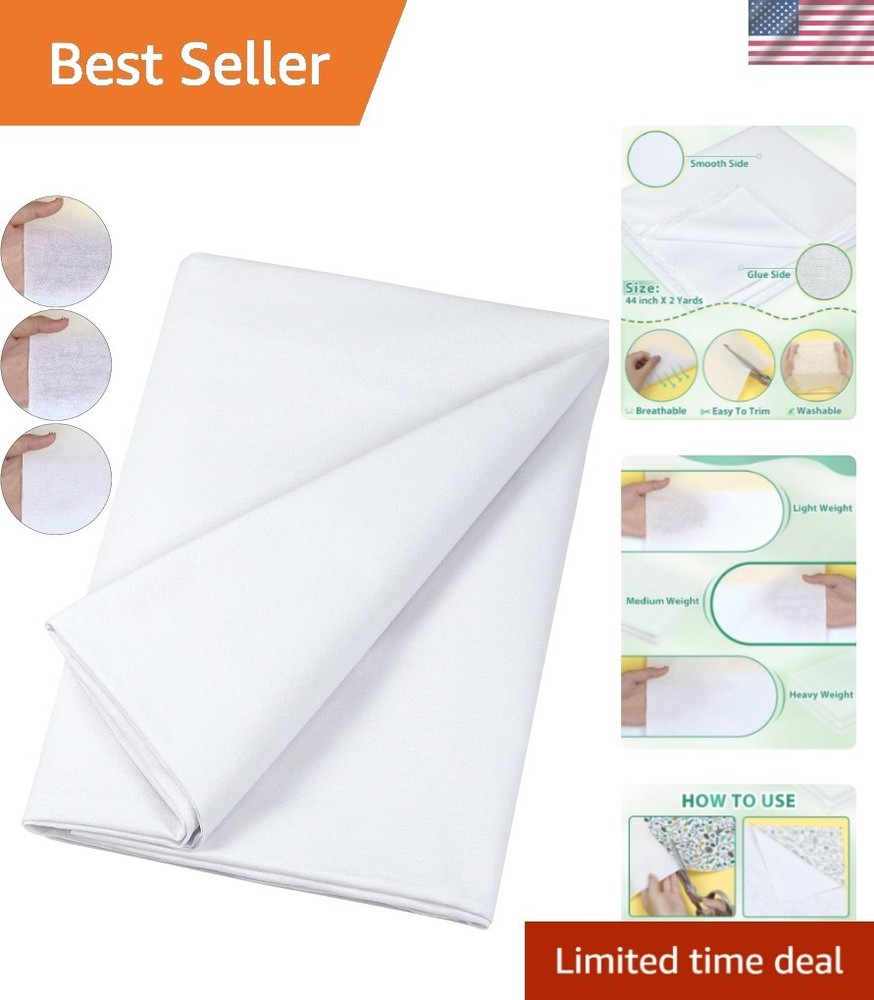 Woven Cotton Iron-On Fusible Interfacing: 44 inch X 2 Yards White Heavy Weigh…
