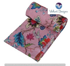 10 Yard Pink Hand Block Floral Print Cotton Fabric Dressmaking Sewing