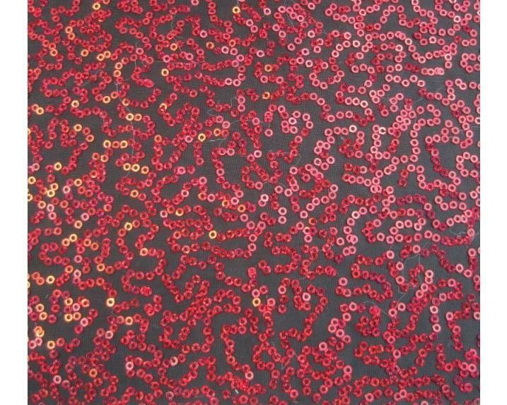 Luxury Sequin Dance Wear Stretch Fabric Material – BLACK RED