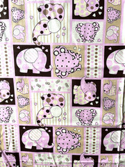 PINK Baby Elephants Hearts Nursery Baby Novelty Fabric Debbie Mumm 1 YD & 15 IN