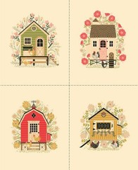 The Henhouse Cloud 48439 11 By the panel 36x 43 Moda cotton