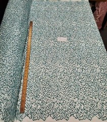 Mint 4 Way Stretch Nylon Spandex Mesh Sequin Embroidered Fabric “Spider Web” 