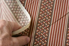 By 1/2 Yd, Vintage, Brown Cream & Rust Striped Quilt Cotton, Fabric Country,V108